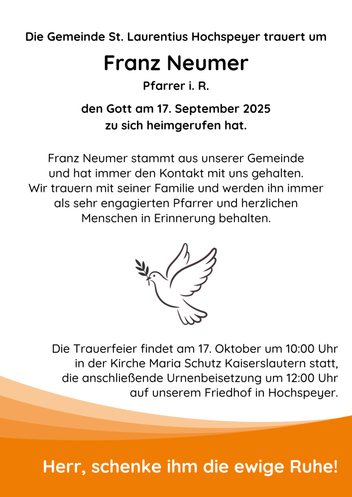 Traueranzeige Franz Neumer
